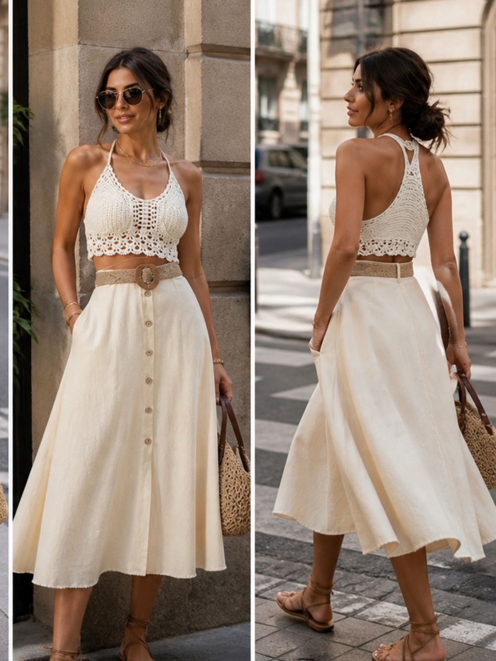 Zara Cream Button-Front Midi Skirt - Picture 8 of 8
